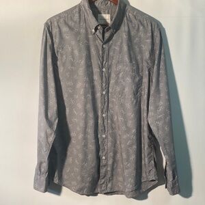 American Eagle Outfitters Gray Football Patterned Button-Down Shirt